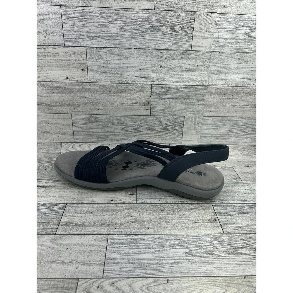 Skechers Reggae Slim Vacay Navy Blue Strappy Memory Foam Sandals Women Sz 8